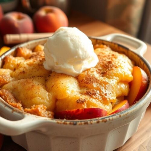 fresh peach cobbler with cake mix