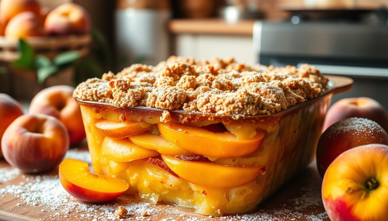 yellow cake mix peaches