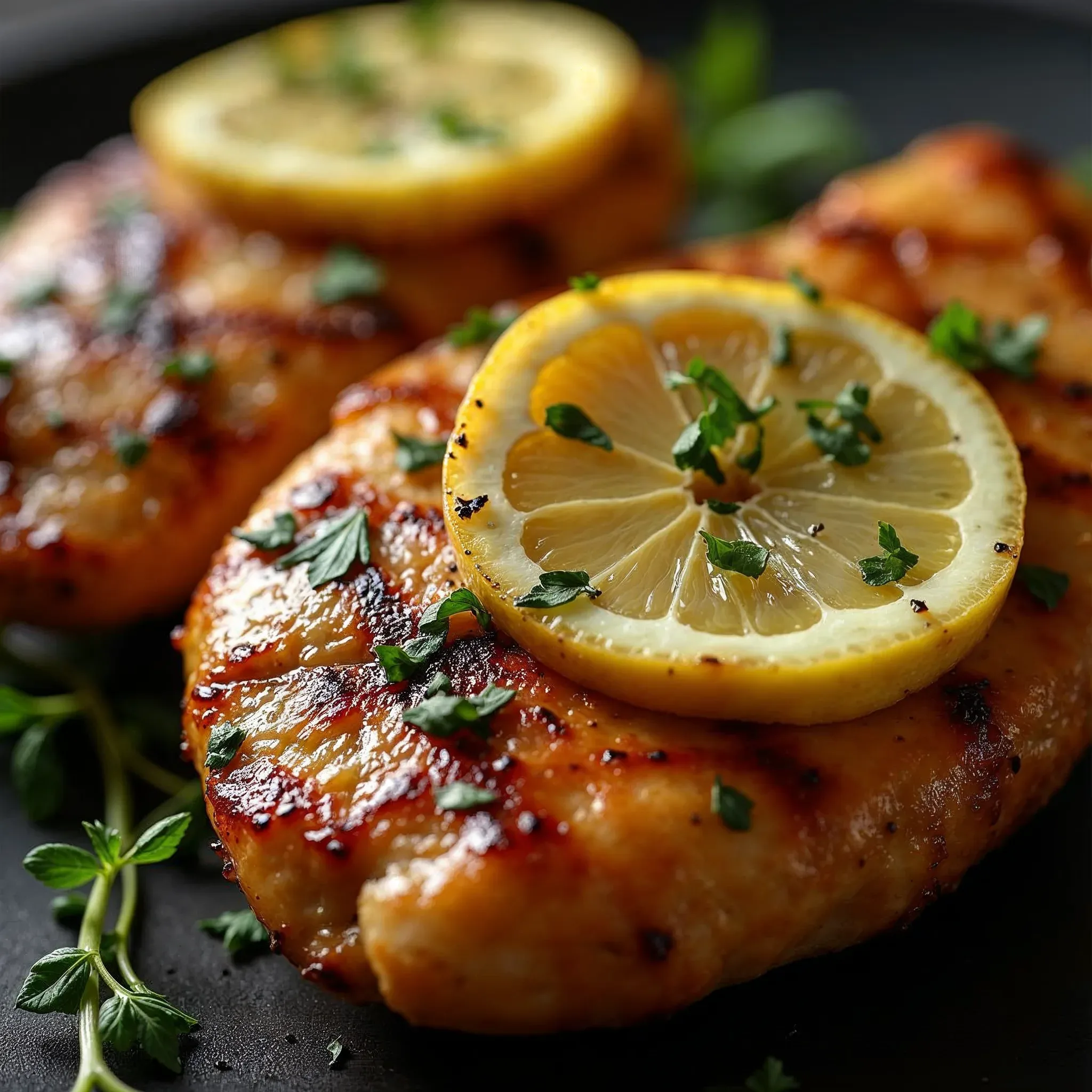 Grilled chicken breast recipe with herbs and lemon