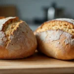 Close-up of wholemeal bread and whole wheat bread.