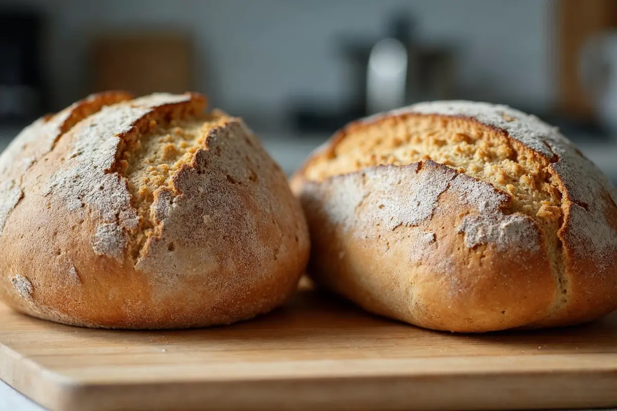 Close-up of wholemeal bread and whole wheat bread.