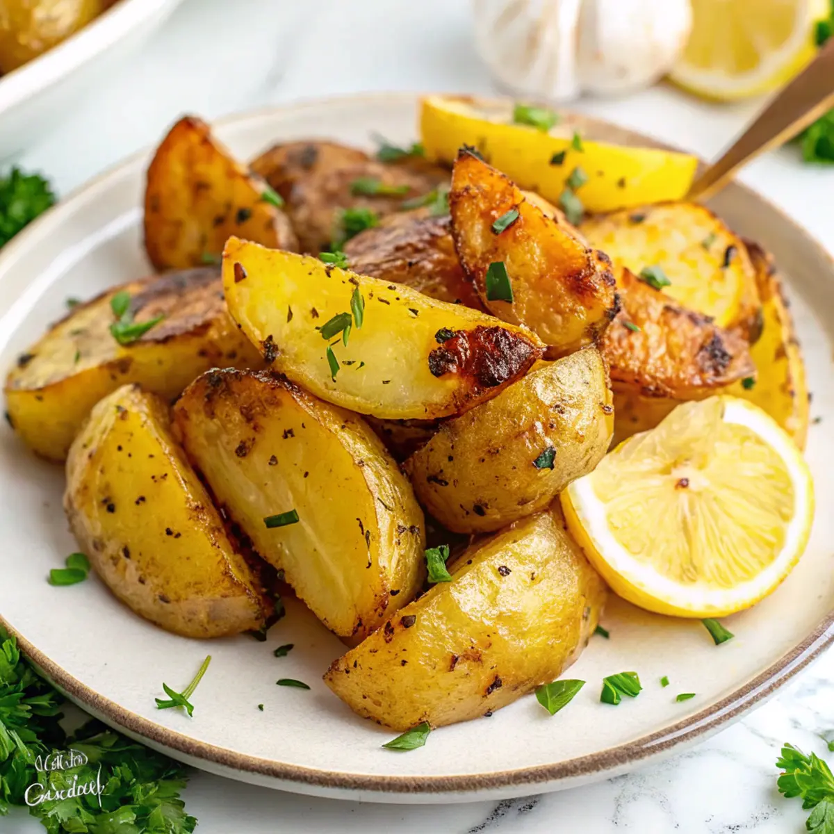 Lemon Garlic Roasted Potatoes