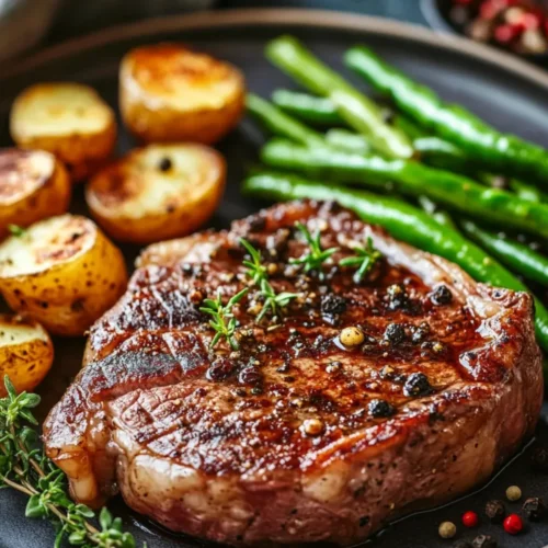 Steak with Peppercorn Sauce