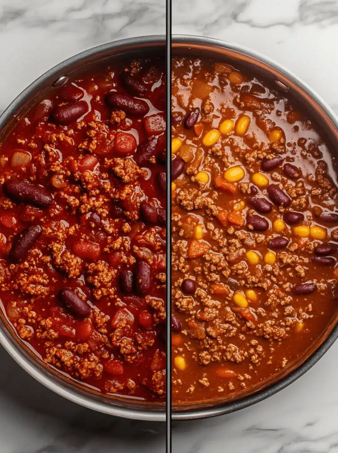 Split image showing wrong vs right chili prep
