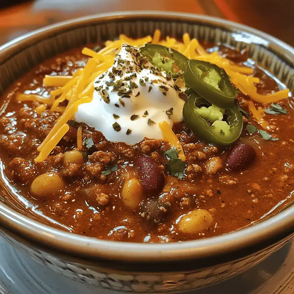 Homemade gluten-free chili simmering with beans and tomatoes