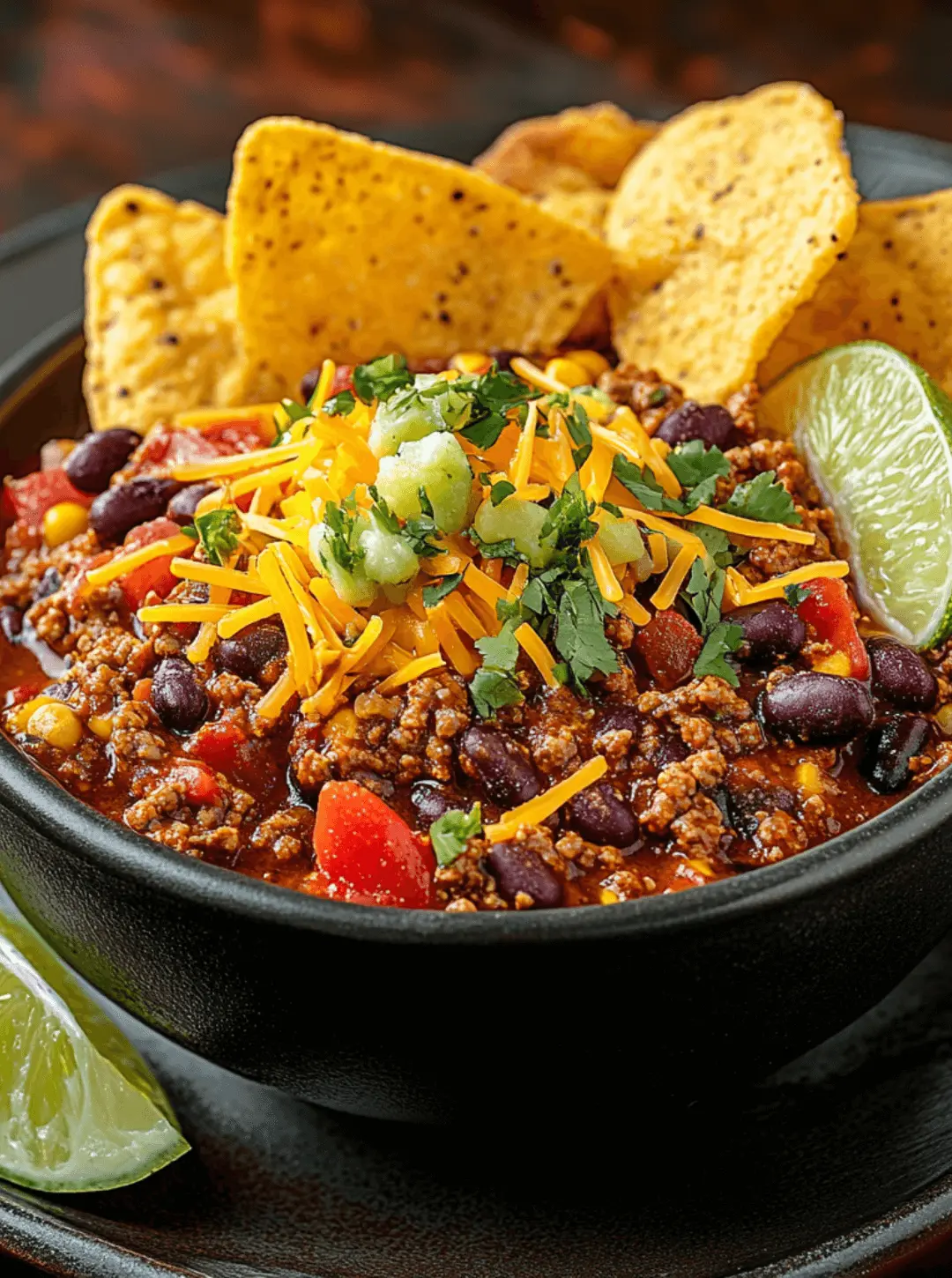 classic chili recipe served with sides and toppings